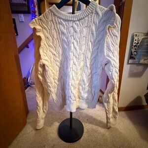 Frame Denim Ivory Cable Knit Sweater